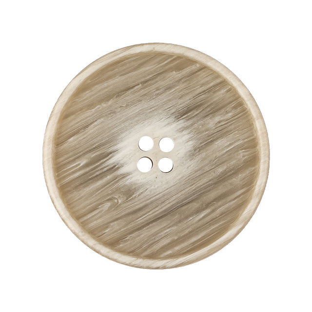 Pistachio Shell and Light Gray Striated Narrow Rim 4-Hole Button - 44L/28mm