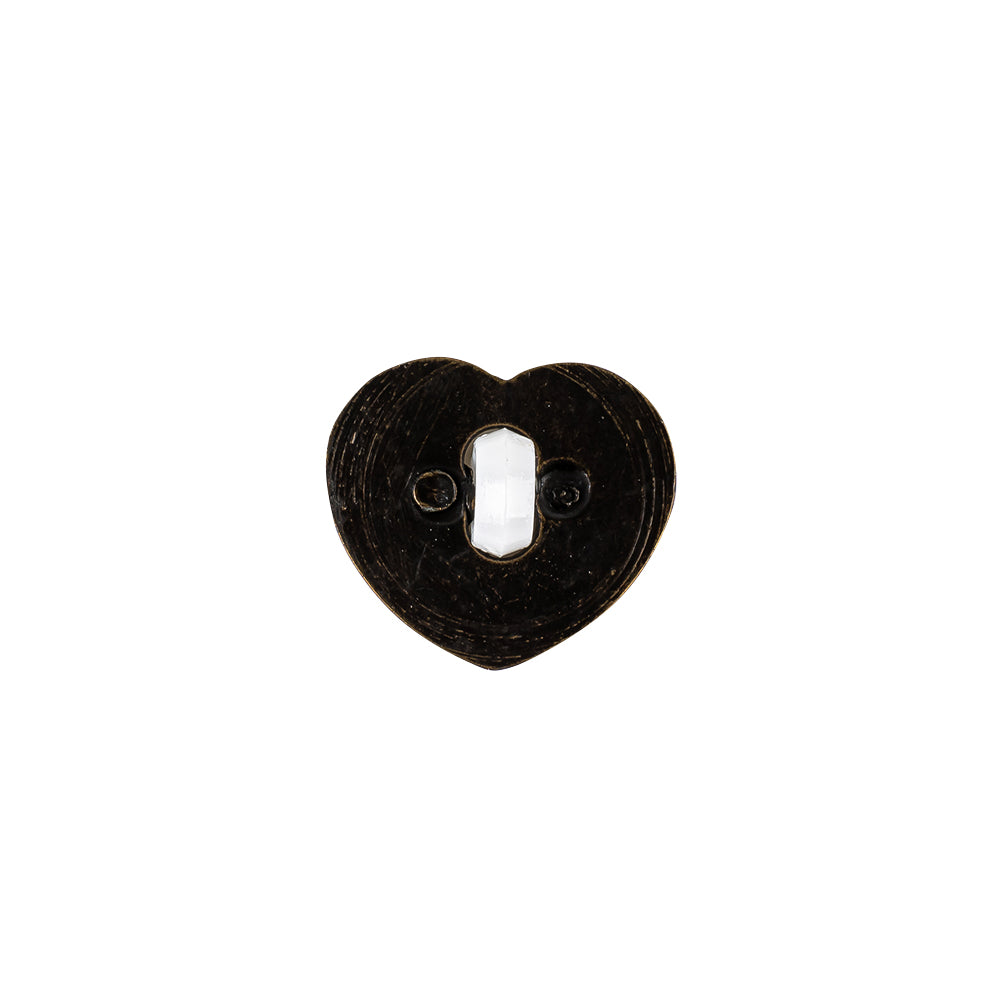 Italian White and Bronze Faceted Heart Shaped Shank Back Button - 22L/14mm Detail