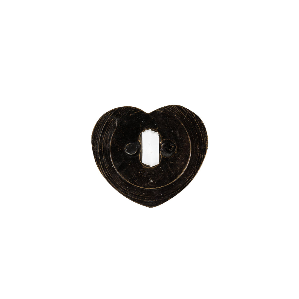 Italian White and Bronze Faceted Heart Shaped Shank Back Button - 25L/16mm Detail