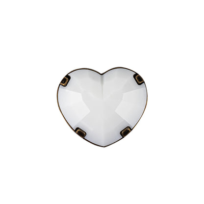 Italian White and Bronze Faceted Heart Shaped Shank Back Button - 32L/20mm