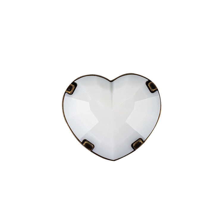 template--26688905969737__main-Italian White and Bronze Faceted Heart Shaped Shank Back Button - 32L/20mm