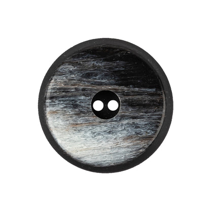 Italian Light and Dark Gray Zebra Swirls Beveled Edge 2-Hole Plastic Button - 40L/25.5mm