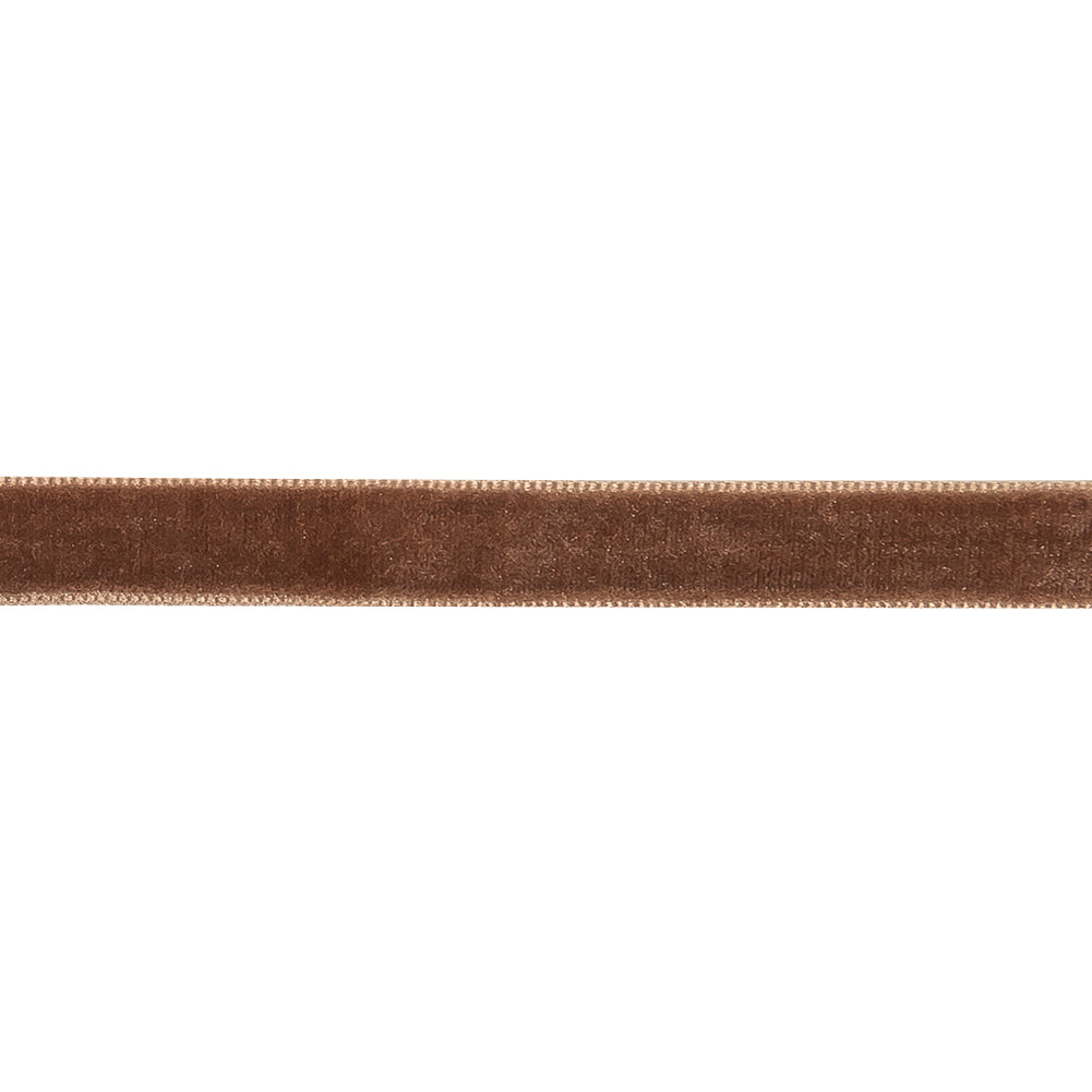 Teddy Bear Brown Single Face Velvet Ribbon - 0.375" Detail
