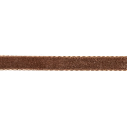 Teddy Bear Brown Single Face Velvet Ribbon - 0.375" Detail