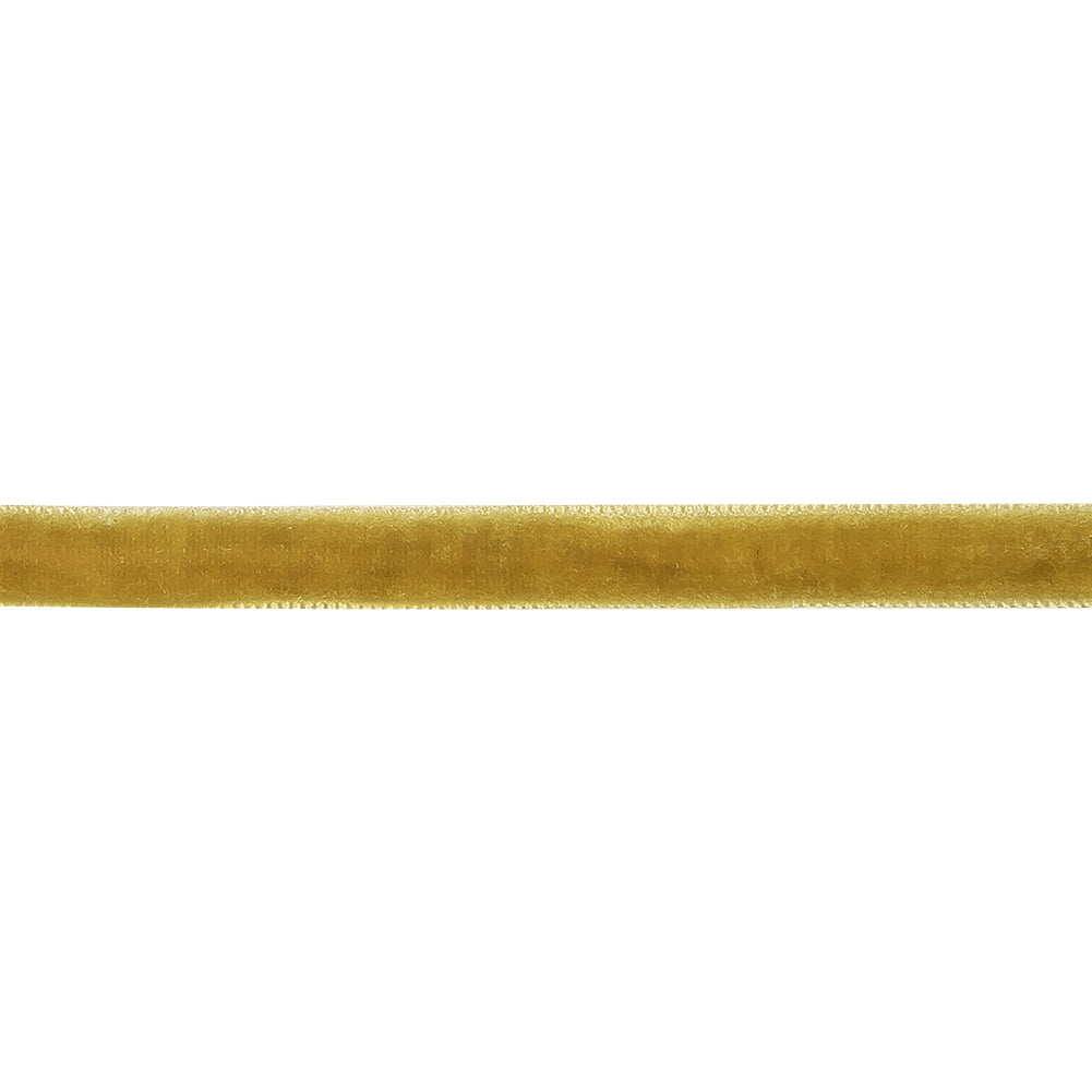 Golden Olive Single Face Velvet Ribbon - 0.375" Detail