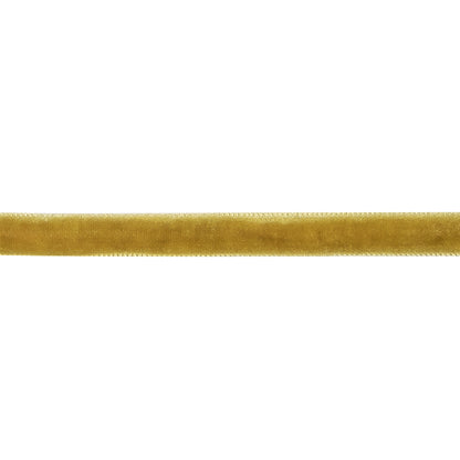 Golden Olive Single Face Velvet Ribbon - 0.375" Detail