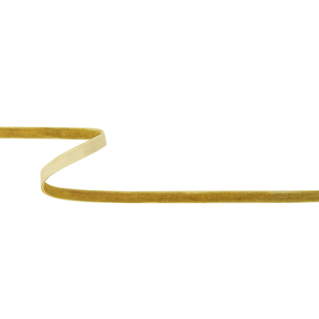Golden Olive Single Face Velvet Ribbon - 0.375"