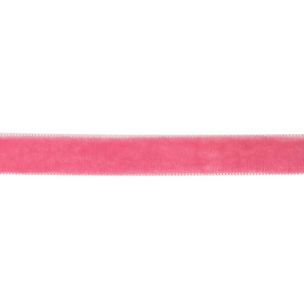 Pretty in Pink Single Face Velvet Ribbon - 0.5" Detail