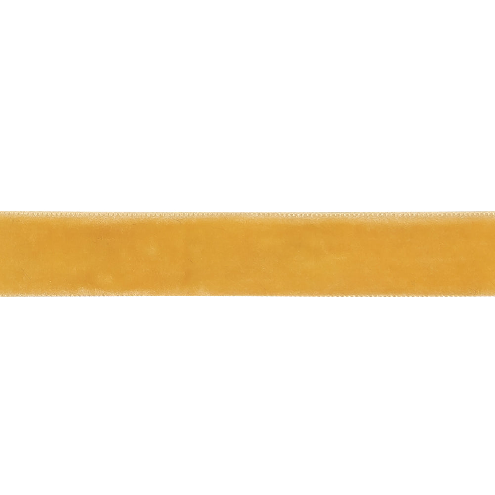 Yellow Single Face Velvet Ribbon - 0.625" Detail