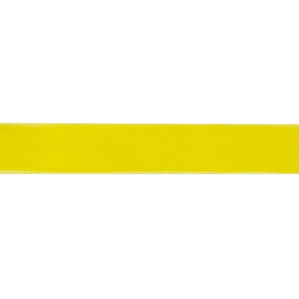 Lemon Yellow Single Face Velvet Ribbon - 0.625" Detail