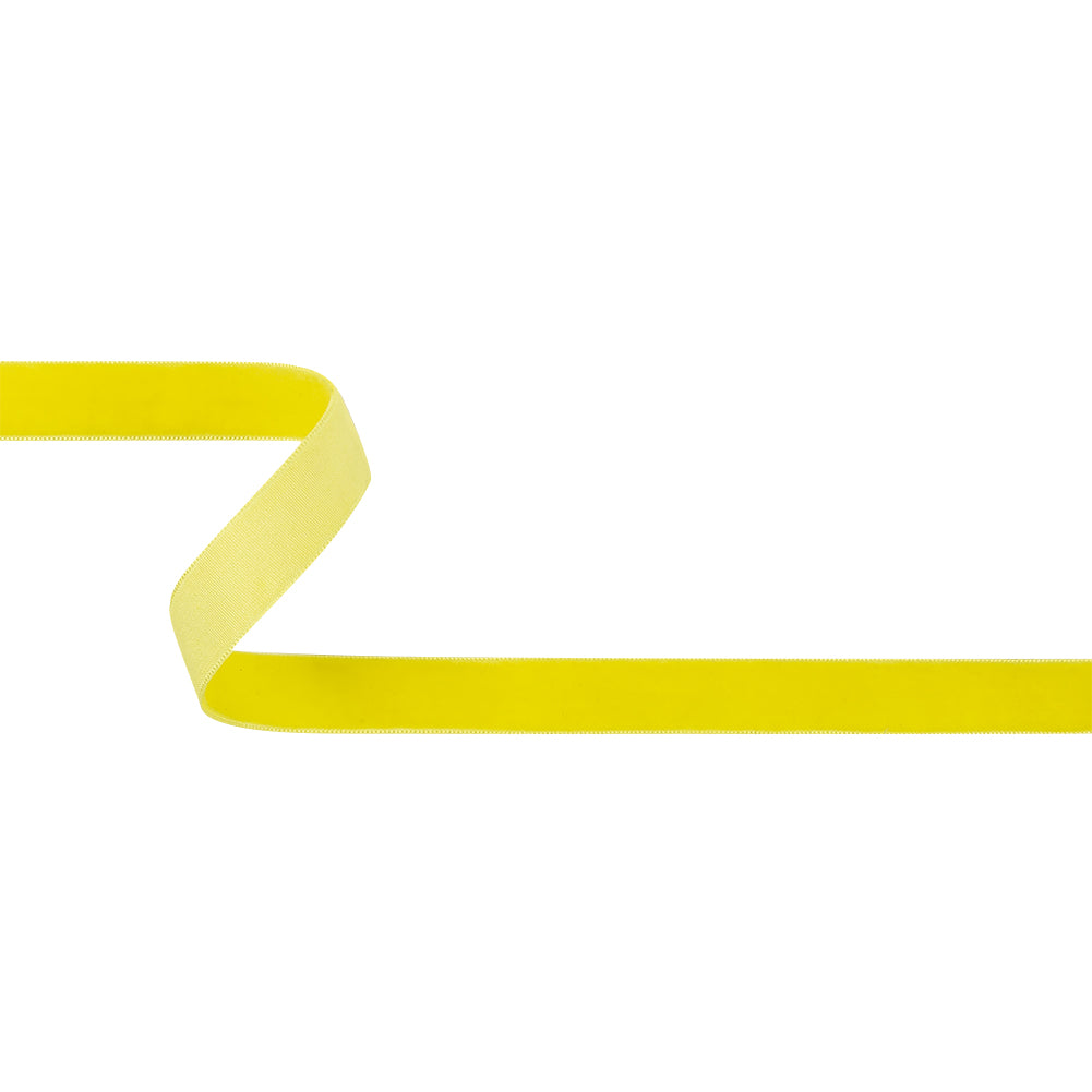 Lemon Yellow Single Face Velvet Ribbon - 0.625"