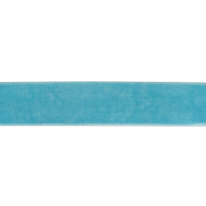 Sky Blue Single Face Velvet Ribbon - 0.75" Detail