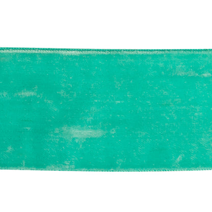 Bright Turquoise Single Face Velvet Ribbon - 2" Detail