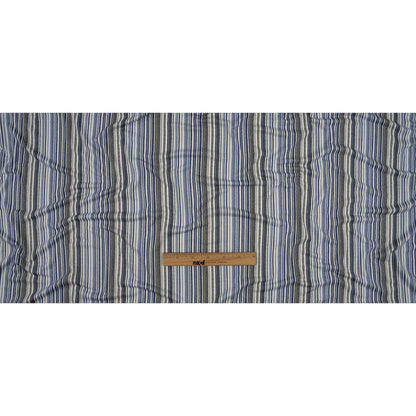 Blue and White Barcode Stripes Stretch Rayon Jersey Full