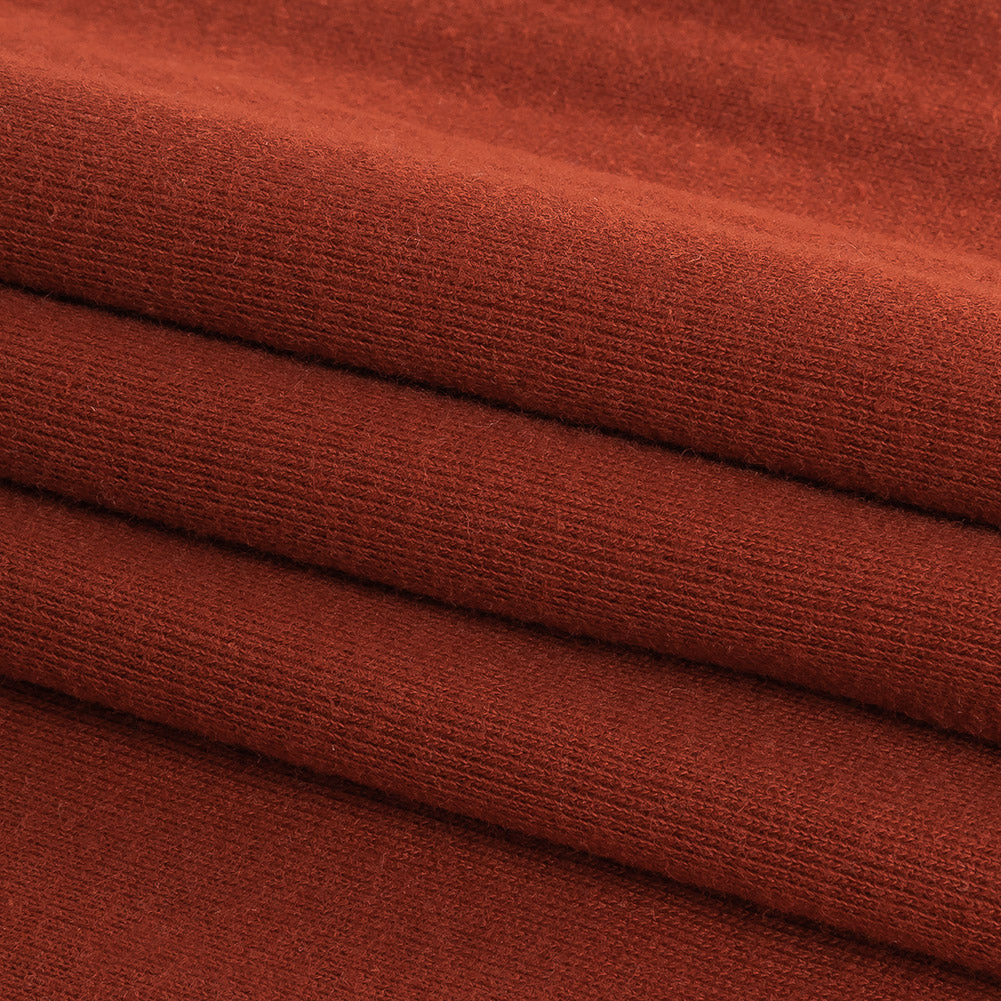 Cotton Tubular 1x1 Rib Knit - Red Ochre Folded