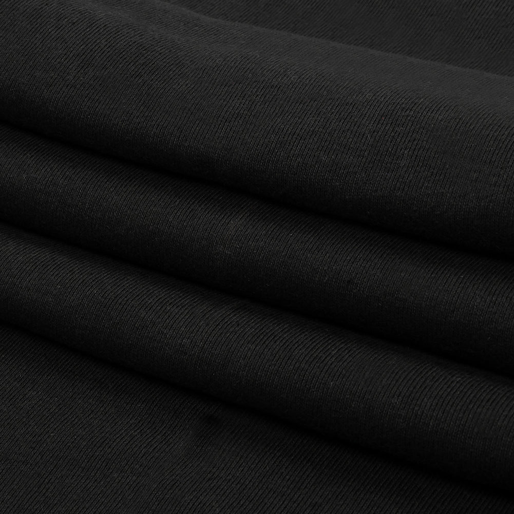 Faded Black Cotton Tubular 1x1 Rib Knit Folded