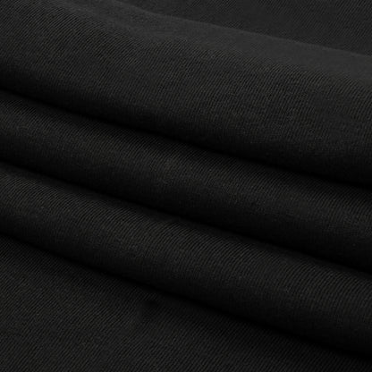 Faded Black Cotton Tubular 1x1 Rib Knit Folded