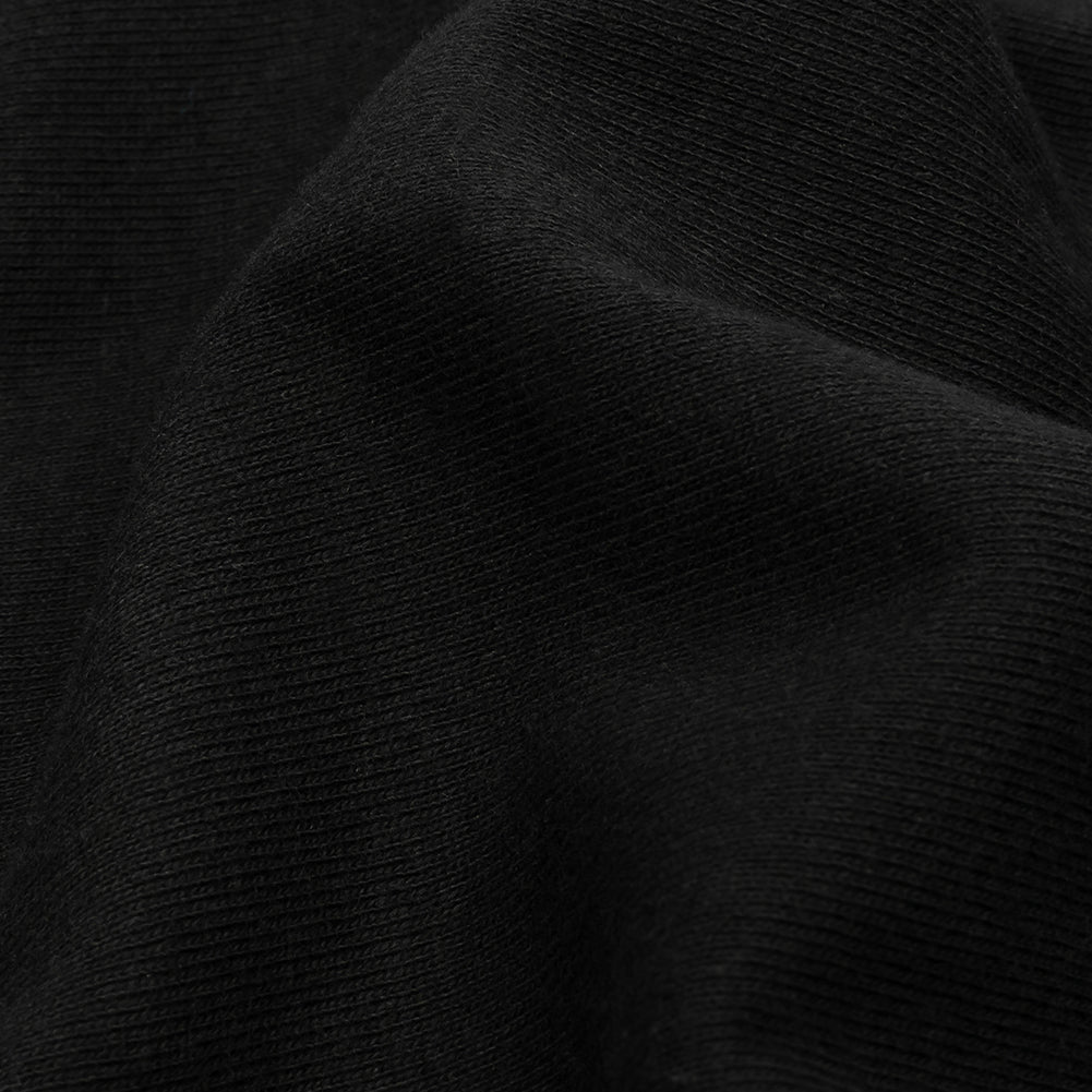Faded Black Cotton Tubular 1x1 Rib Knit Detail