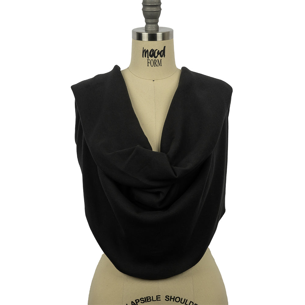 Faded Black Cotton Tubular 1x1 Rib Knit Drape