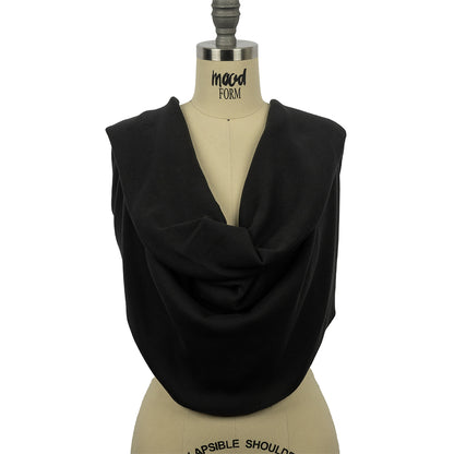 Faded Black Cotton Tubular 1x1 Rib Knit Drape