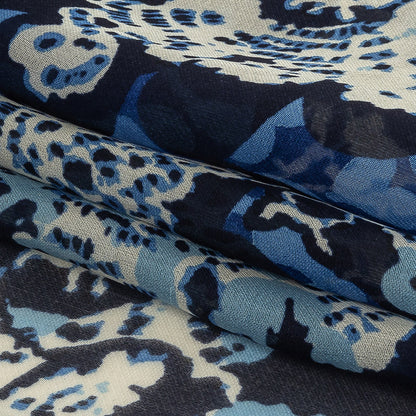 Blue and Cream Floral Silk Chiffon Detail