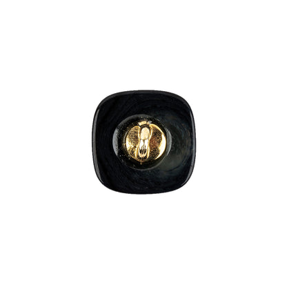Dark Depths Swirls and Gold Metal Circles Beveled Glass Button - 28L/18mm Detail