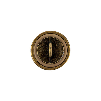 Tabacco and Brass Shallow Plate Plastic and Metal Shank Back Button - 24L/15mm Detail