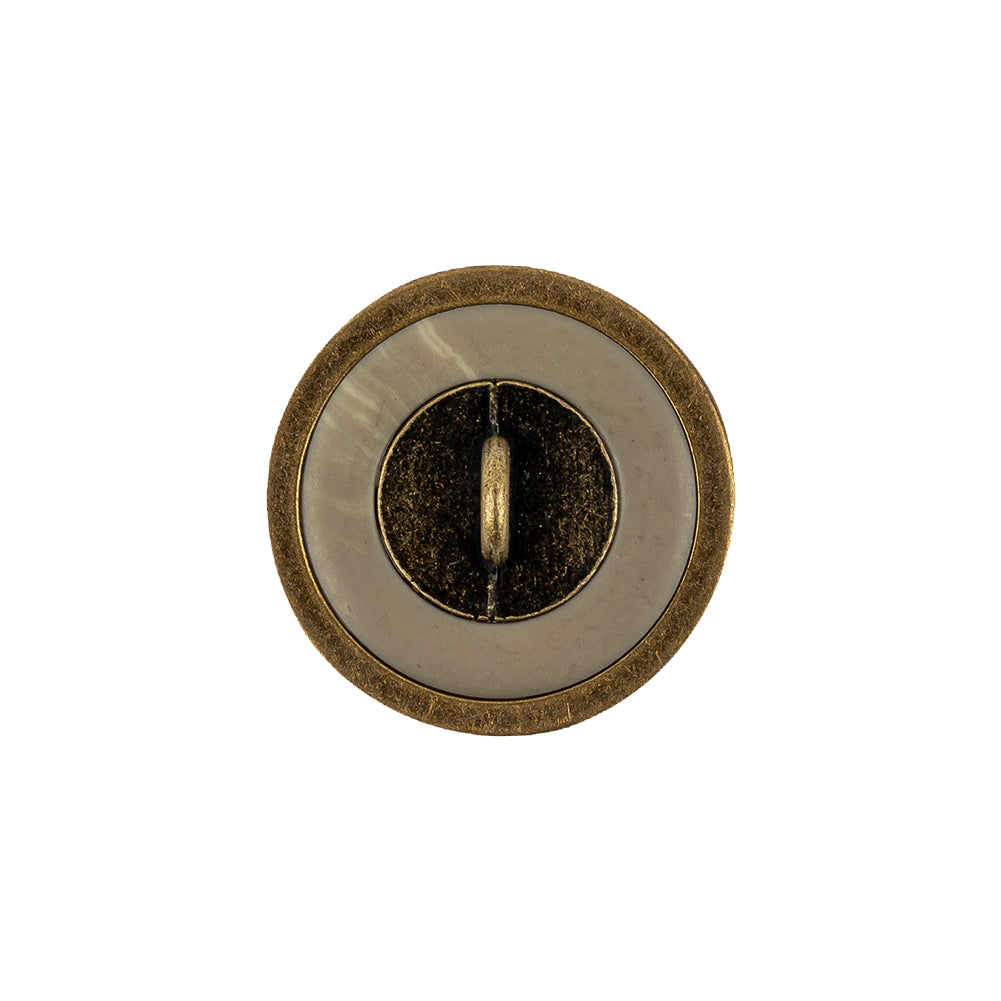 Matte Camo and Brass Shallow Plate Plastic and Metal Shank Back Button - 32L/20mm Detail