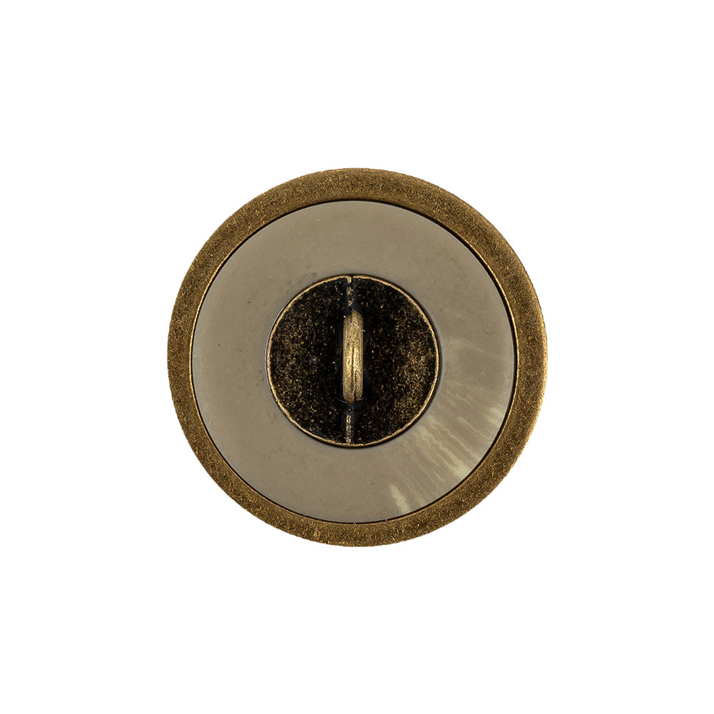 Matte Camo and Brass Shallow Plate Plastic and Metal Shank Back Button - 36L/23mm Detail