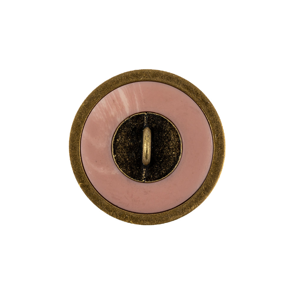 Rose Prove and Brass Shallow Plate Plastic and Metal Shank Back Button - 36L/23mm Detail