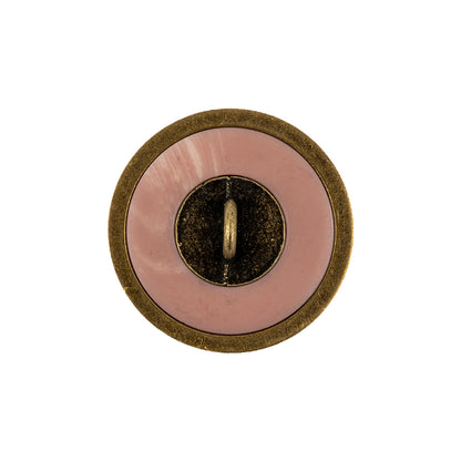 Rose Prove and Brass Shallow Plate Plastic and Metal Shank Back Button - 36L/23mm Detail