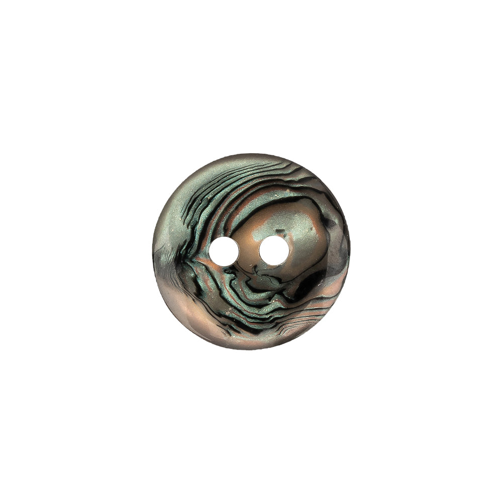 Italian Seaweed Swirls 2-Hole Rolled Rim Plastic Button - 24L/15mm
