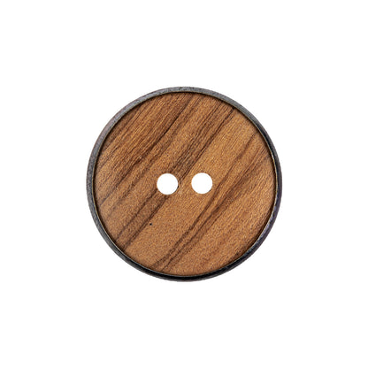 Portuguese Natural Wood Set-in Gunmetal 2-Hole Button - 35L/22mm Detail
