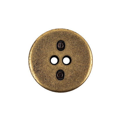 Italian Seal Brown and Brass Metal and Leatherette Button - 36L/23mm Detail