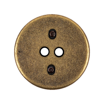 Italian Seal Brown and Brass Metal and Leatherette Button - 44L/28mm Detail