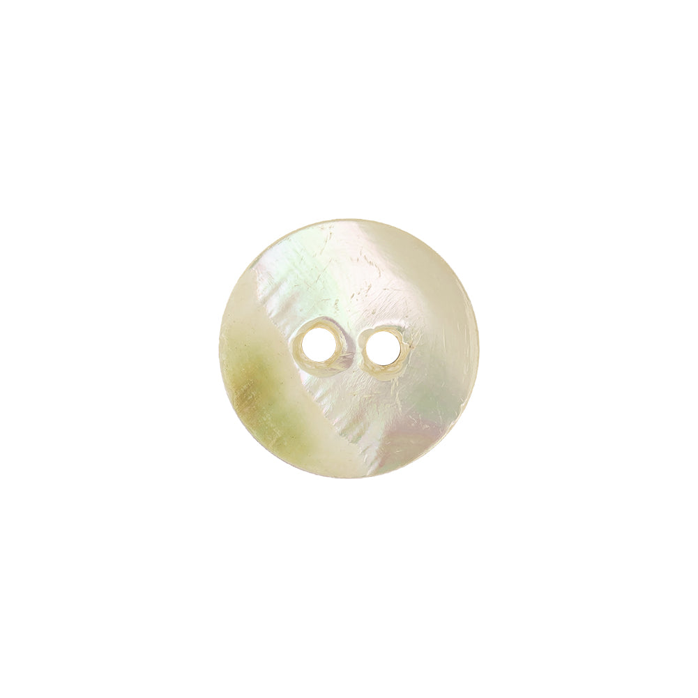 Platinum Frosting Iridescent 2-Hole Shell Saucer Button - 22L/14mm Detail
