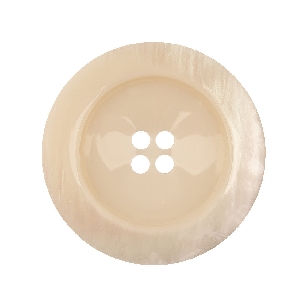 Italian Translucent Antique White Semi-Iridescent 4-Hole Plastic Blazer Button - 44L/28mm