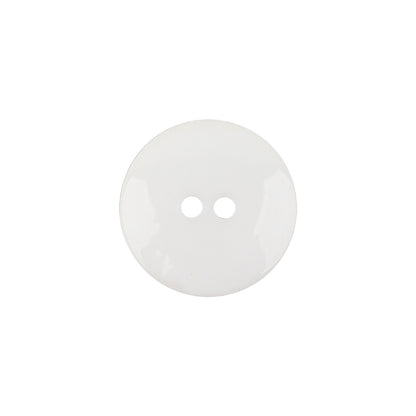 Italian White Low Convex 2-Hole Plastic Button - 28L/18mm Detail