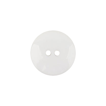 Italian White Low Convex 2-Hole Plastic Button - 28L/18mm