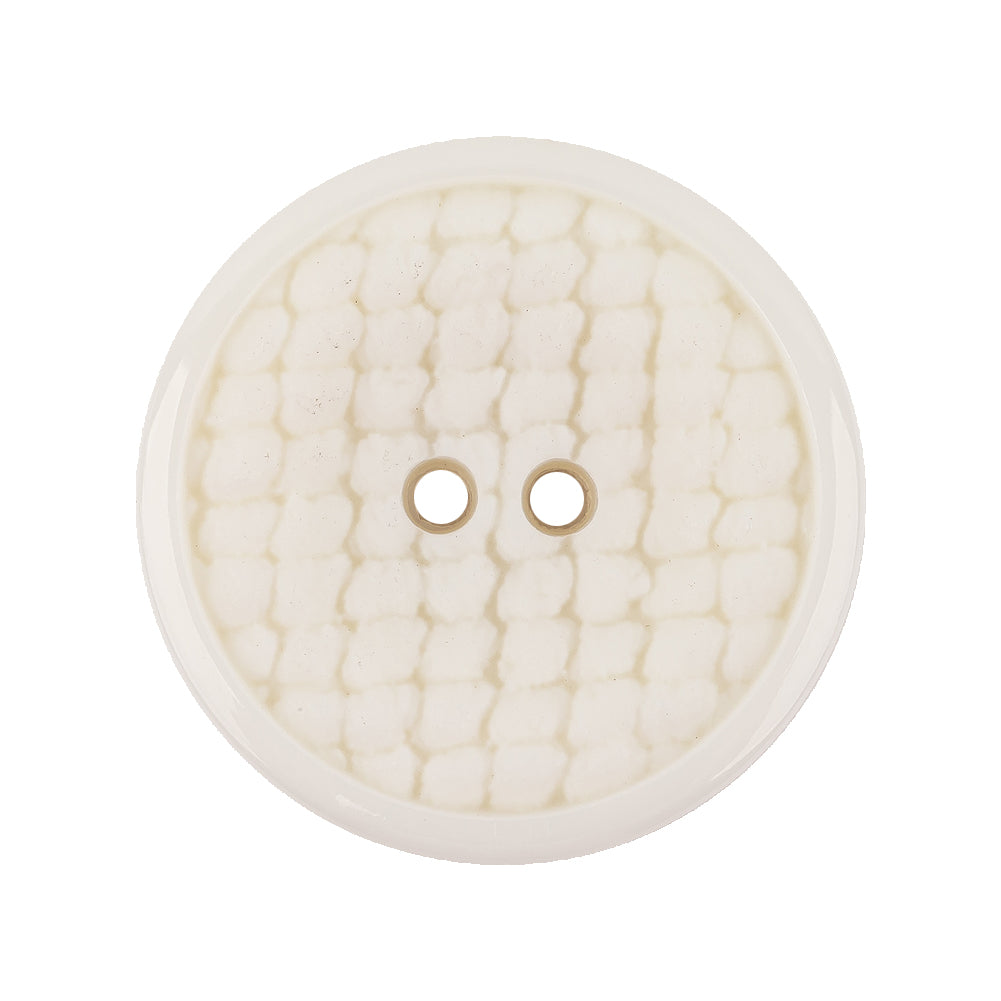 Italian White Abstract Textured Plastic Jacket Button - 44L/28mm