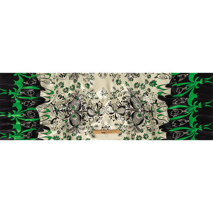 Green, Deep Well and White Floral Silk Charmeuse Full