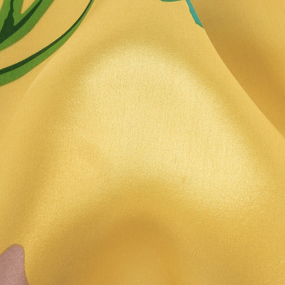 Purple, Red and Yellow Floral Silk Charmeuse Detail
