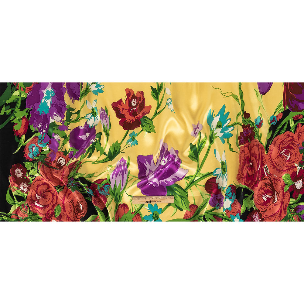 Purple, Red and Yellow Floral Silk Charmeuse Full