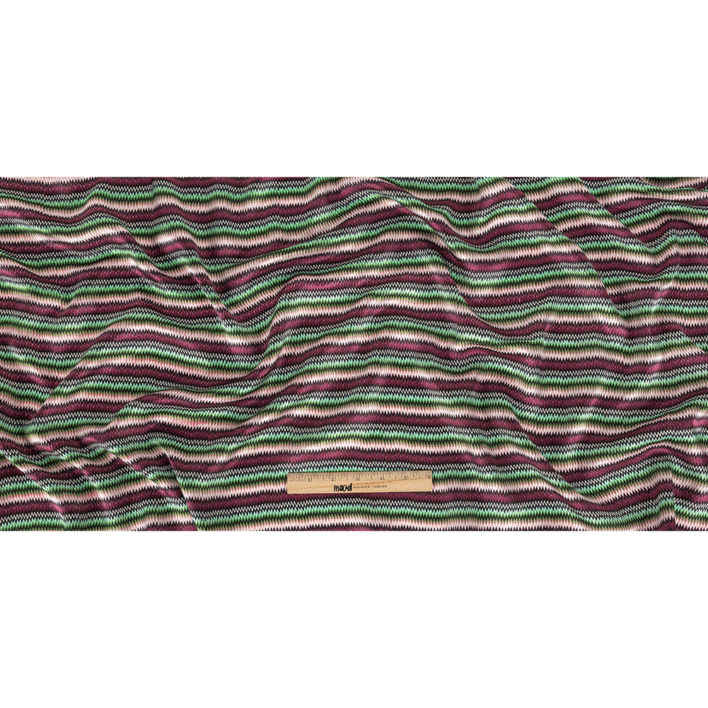 Pink and Green Zig Zag Stripes Silk Charmeuse Full