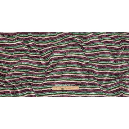 Pink and Green Zig Zag Stripes Silk Charmeuse Full