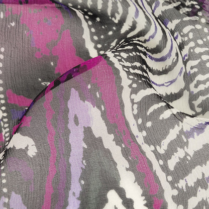 Purple, Pink and Black Abstract Silk Chiffon Detail