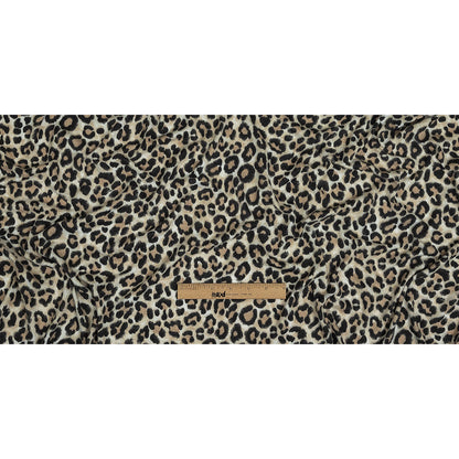 White, Tan and Forged Iron Cheetah Print Stretch Polyester Sweater Knit Full