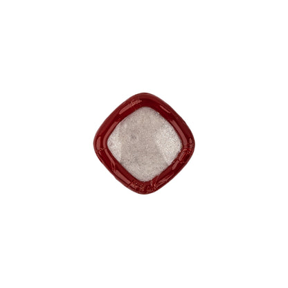 Speckled White and Red Enameled Shank Back Glass Button - 22L/14mm