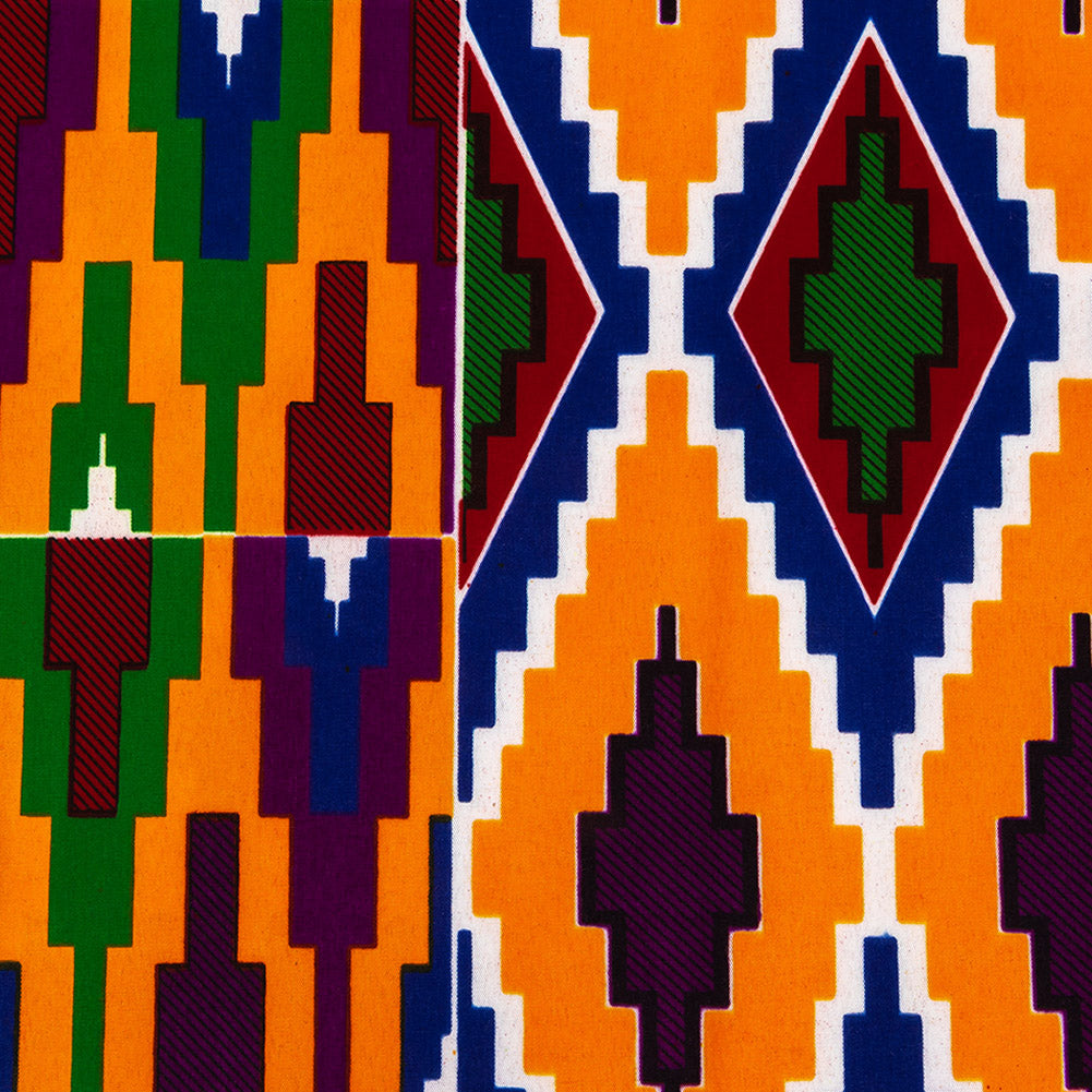Bright Colors Diamond Blocks Cotton Kente Cloth African Print Folded