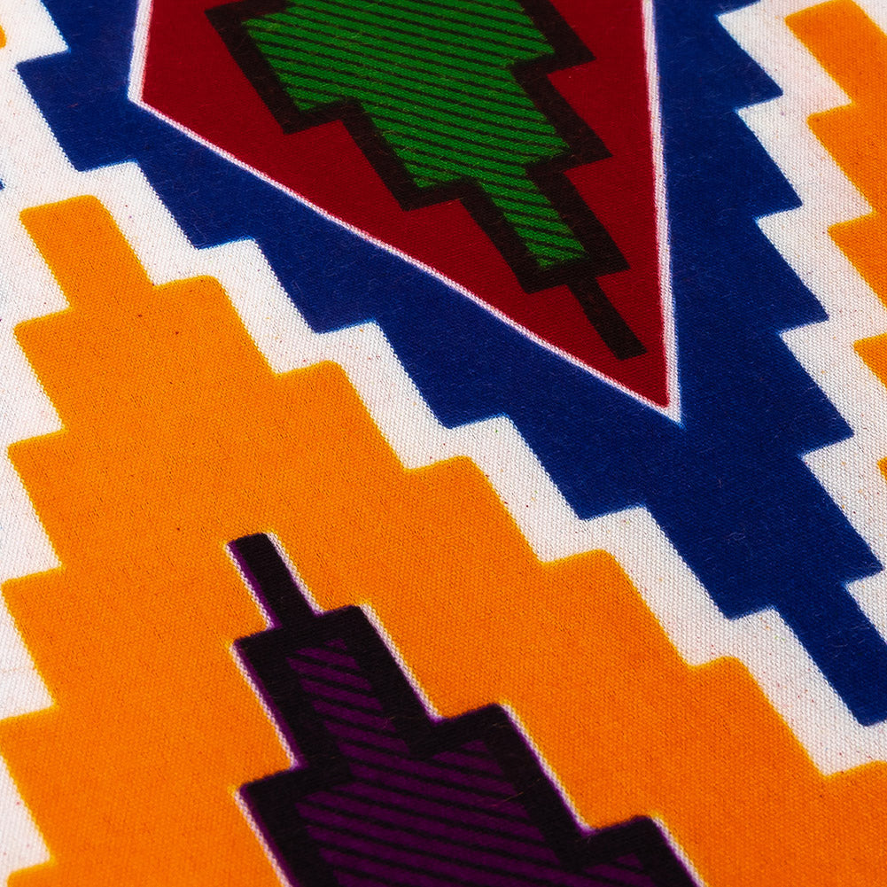 Bright Colors Diamond Blocks Cotton Kente Cloth African Print Detail